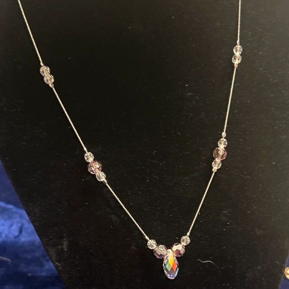 925 Sterling Silver Crystal Teardrop Necklace